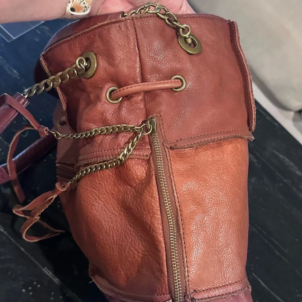 Women's Lucky Brand Leather Drawstring Bucket Bag